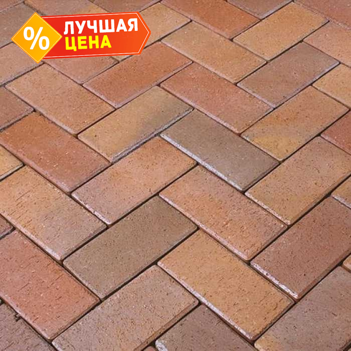 Клинкерная брусчатка Penter Florenz bunt orangegelb geflammt, 200x100x52 мм