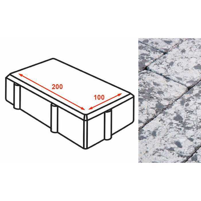 Плитка тротуарная Готика Granite FINERRO, брусчатка, Диорит 200x100x80 мм